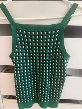 Banana Republic Green Grid Knit Tank Top